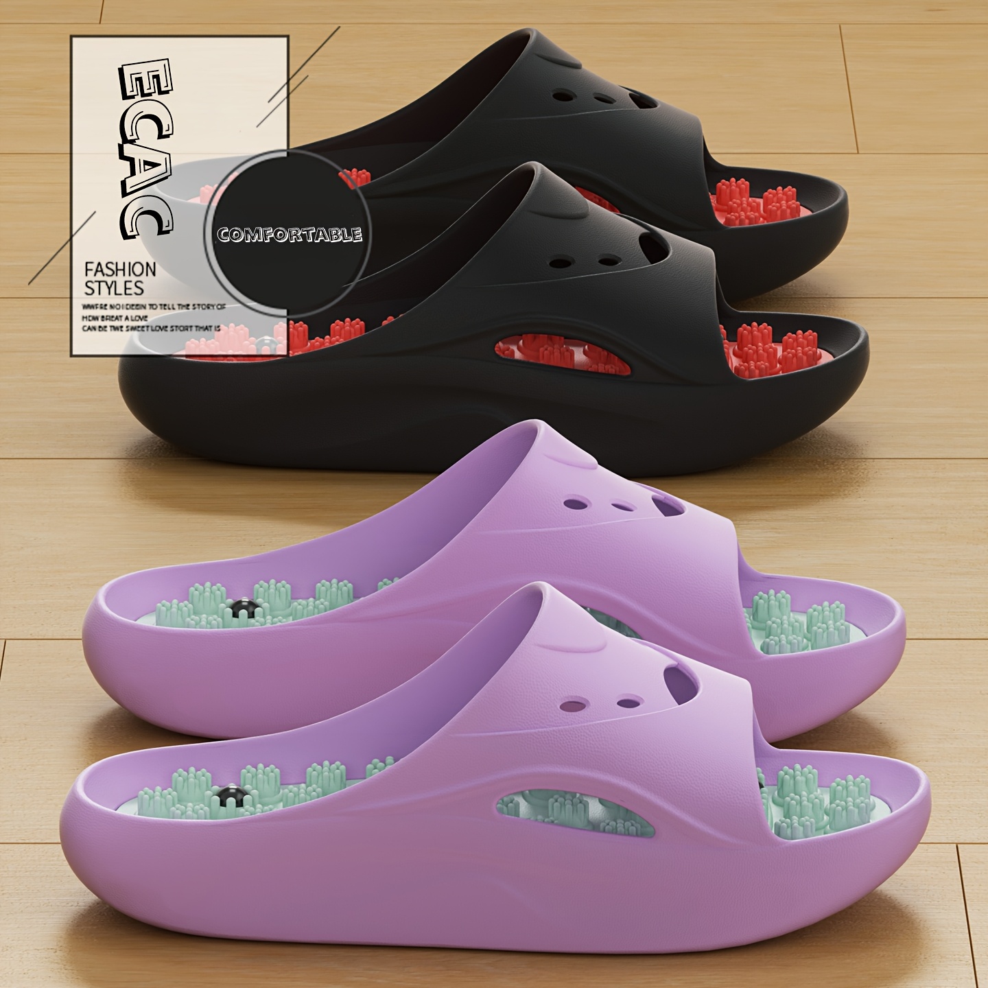Water Shoes - Women Men EVA Massage Slippers Thick