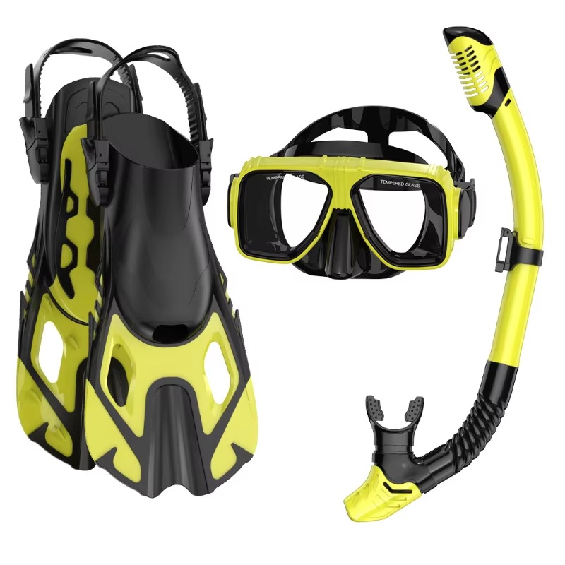 Swim Fins - Professional 3-Piece Snorkel Diving Kit Silicone