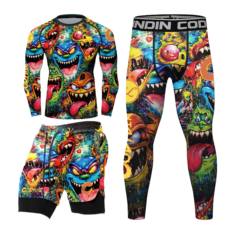 3D Colorful Monster Graffiti M - Rash Guard ulasan dan harga