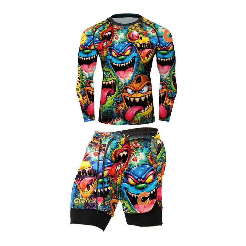 3D Colorful Monster Graffiti M - Rash Guard ulasan dan harga