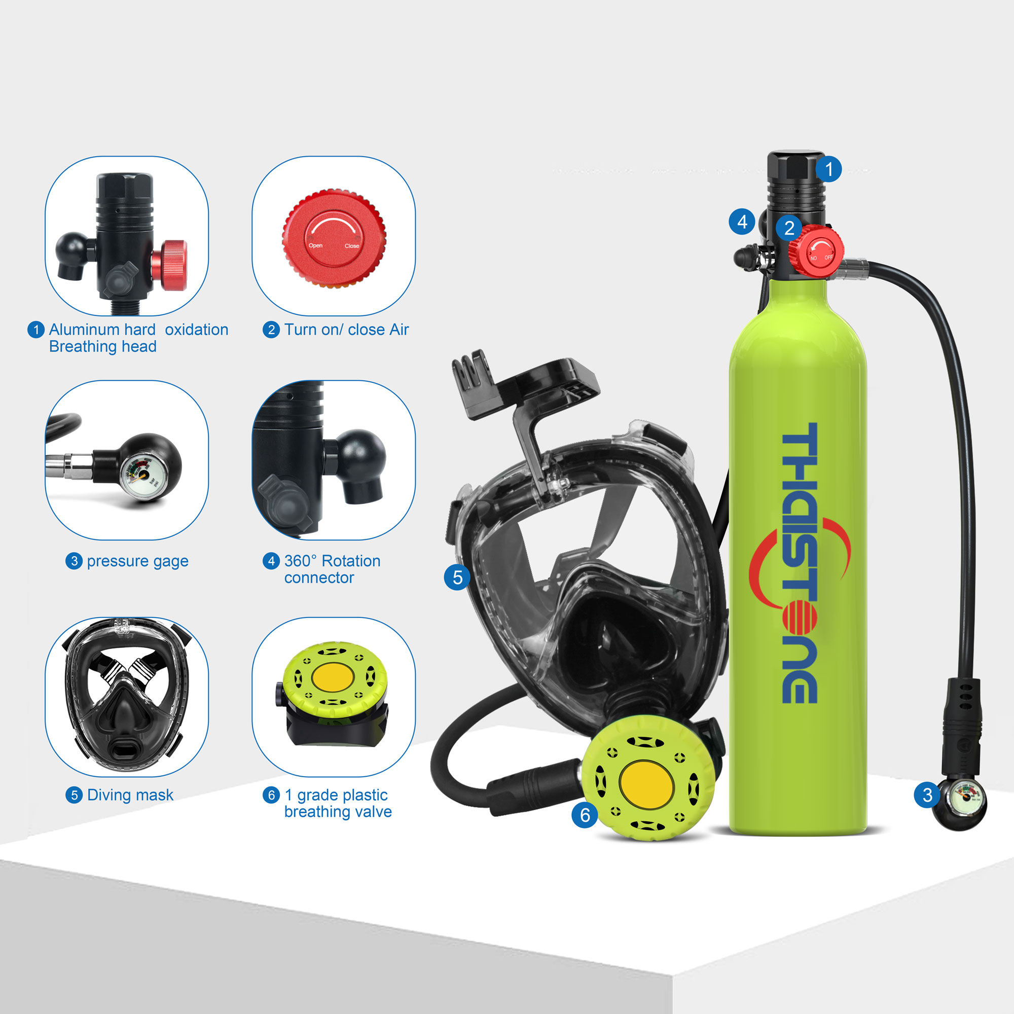 THAISTONE 1L Scuba Oxygen Tank - Diving Mask ulasan dan harga