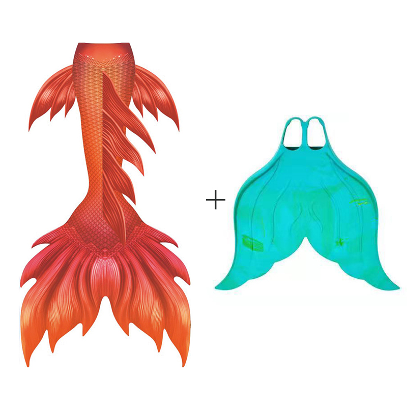 Orange Woman Mermaid Tail Skin - Swim Fins ulasan dan harga
