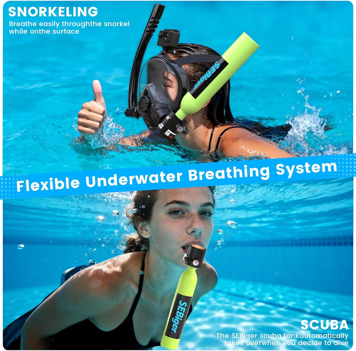 Mini Scuba Tank 0.5L with Full - Snorkel Set ulasan dan harga