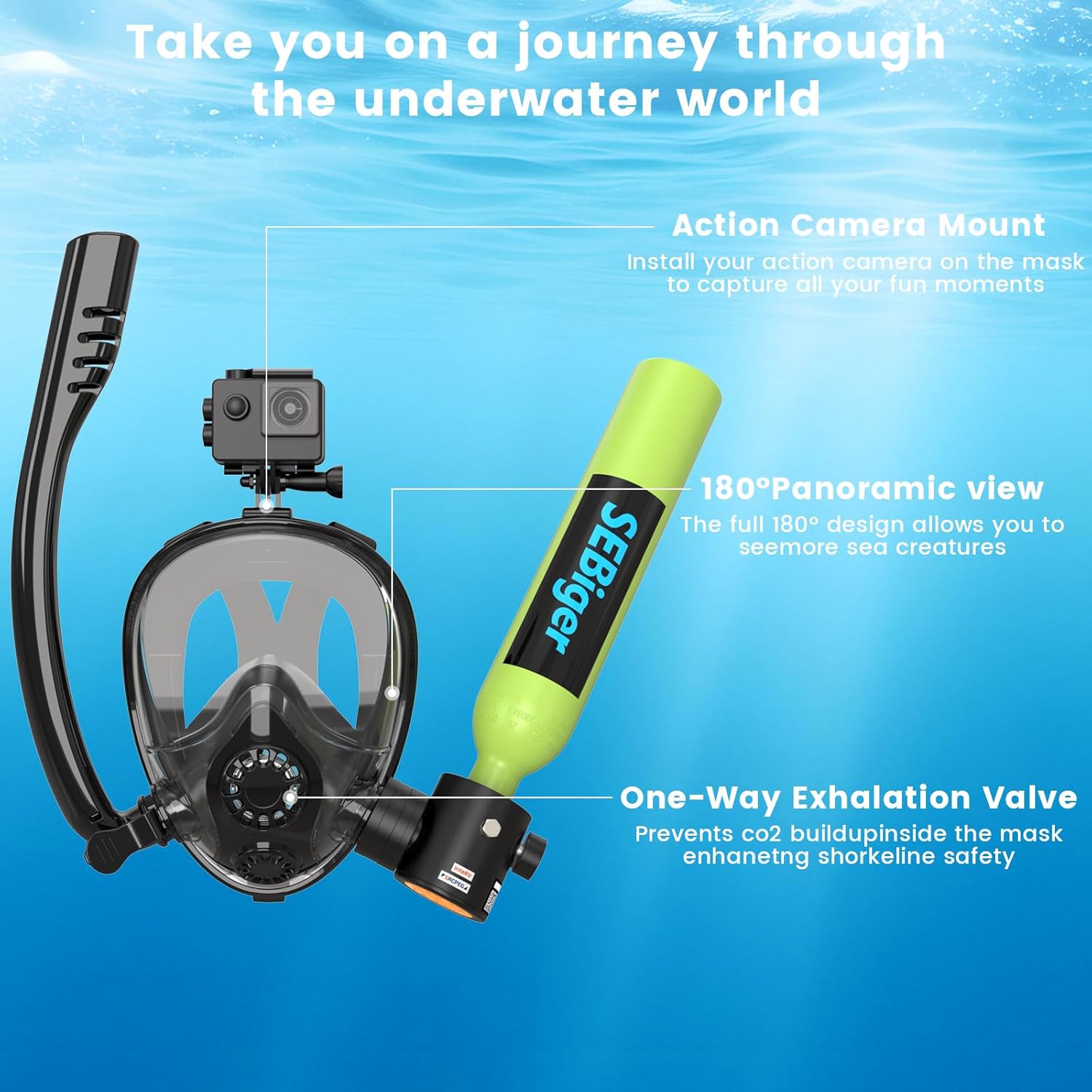 Mini Scuba Tank 0.5L with Full - Snorkel Set ulasan dan harga
